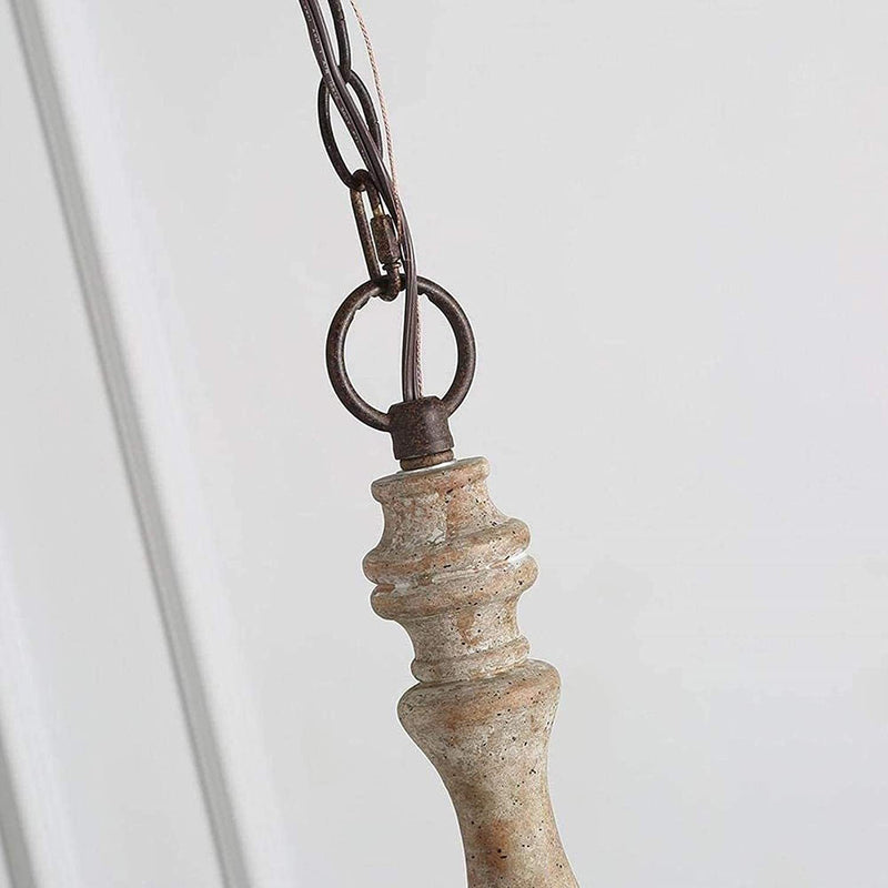 Traditional Farmhouse Wood Iron Curved Branch Round 5-Light Chandelier For Living Room Dining Room