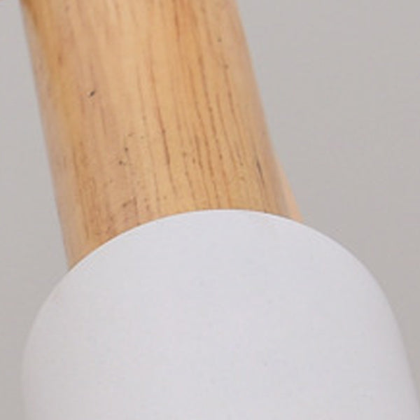Modern Minimalist Fabric Wood Metal Round Cylinder 1-Light Pendant Light For Bedroom & Living Room