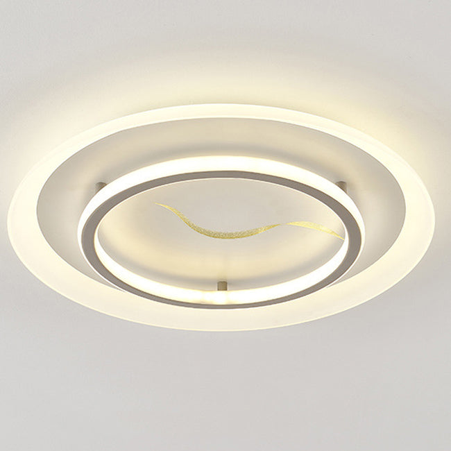 Modern Minimalist Acrylic Glass Iron Round LED Flush Mount Ceiling Light For Bedroom &amp; Living Room
