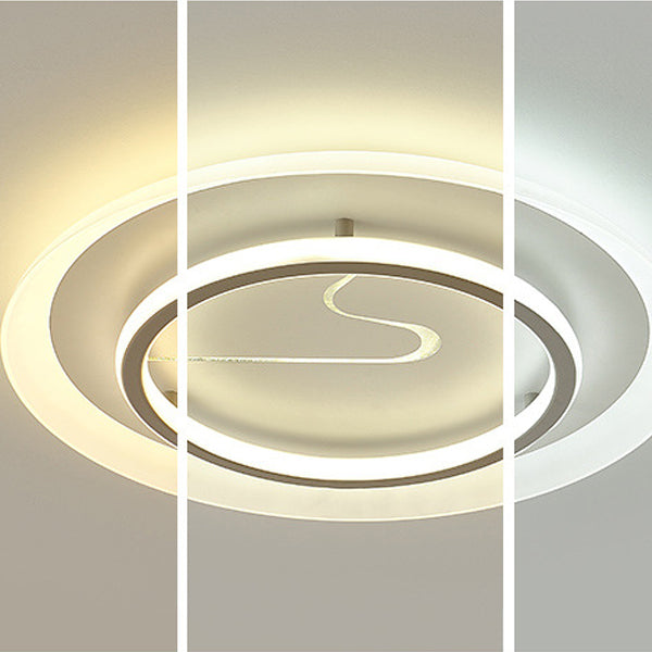Modern Minimalist Acrylic Glass Iron Round LED Flush Mount Ceiling Light For Bedroom &amp; Living Room