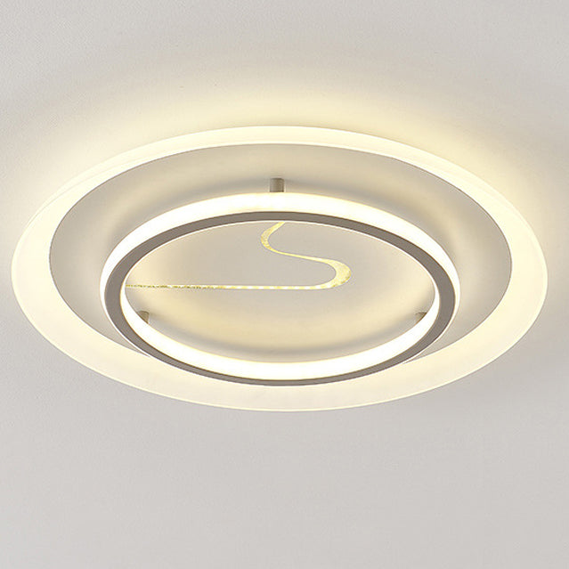 Modern Minimalist Acrylic Glass Iron Round LED Flush Mount Ceiling Light For Bedroom &amp; Living Room