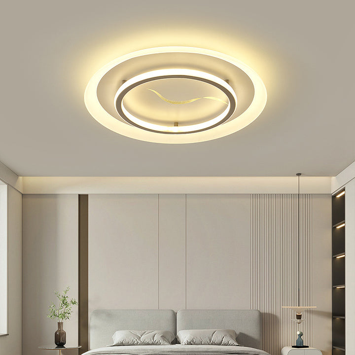 Modern Minimalist Acrylic Glass Iron Round LED Flush Mount Ceiling Light For Bedroom &amp; Living Room