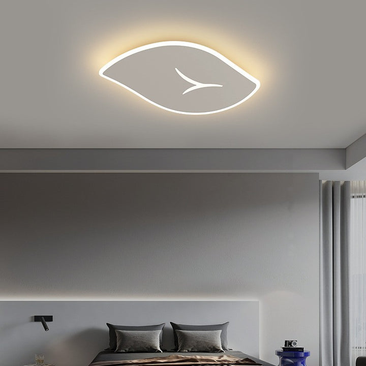Modern Minimalist PVC Iron Leaf-Shaped Round LED Flush Mount Ceiling Light For Bedroom &amp; Living Room