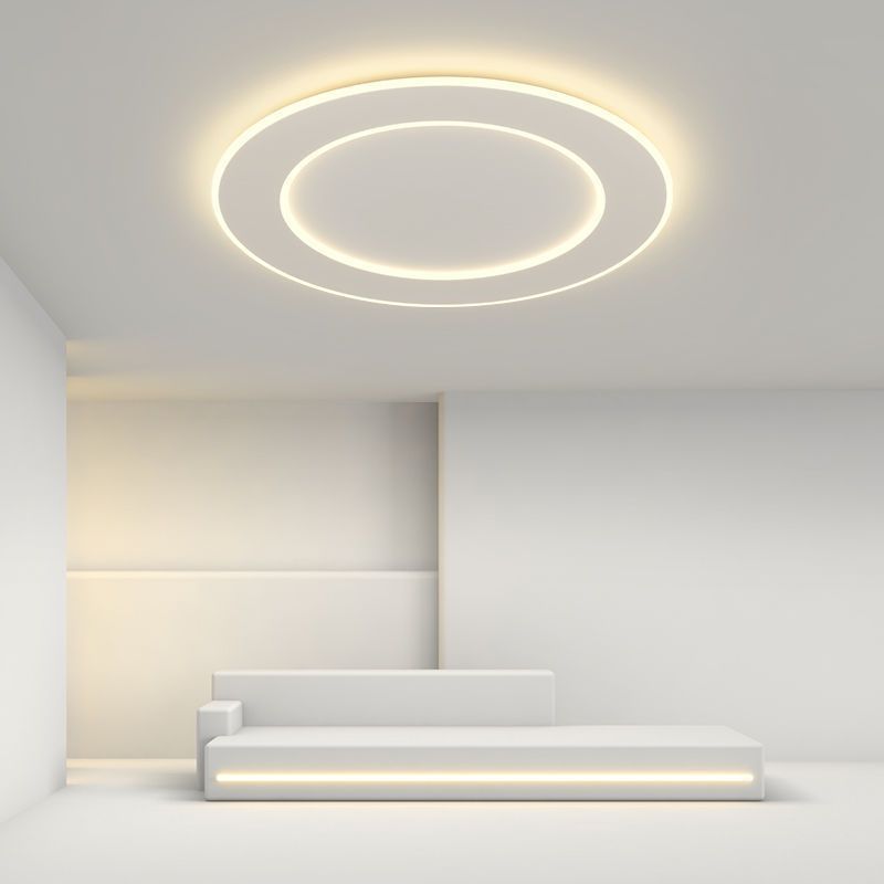 Modern Minimalist PVC Iron Leaf-Shaped Round LED Flush Mount Ceiling Light For Bedroom &amp; Living Room