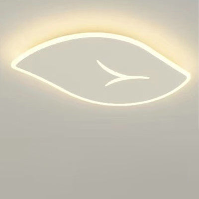Modern Minimalist PVC Iron Leaf-Shaped Round LED Flush Mount Ceiling Light For Bedroom & Living Room