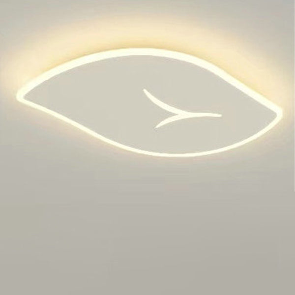 Modern Minimalist PVC Iron Leaf-Shaped Round LED Flush Mount Ceiling Light For Bedroom & Living Room