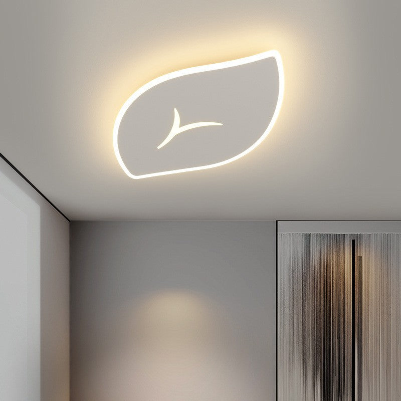Modern Minimalist PVC Iron Leaf-Shaped Round LED Flush Mount Ceiling Light For Bedroom & Living Room