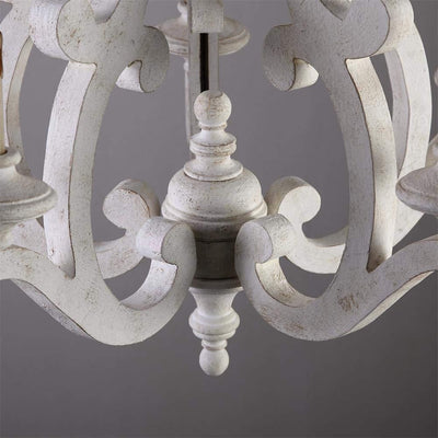 Traditional Farmhouse Wood Metal Branch Candle 5-Light Chandelier For Living Room & Dining Room