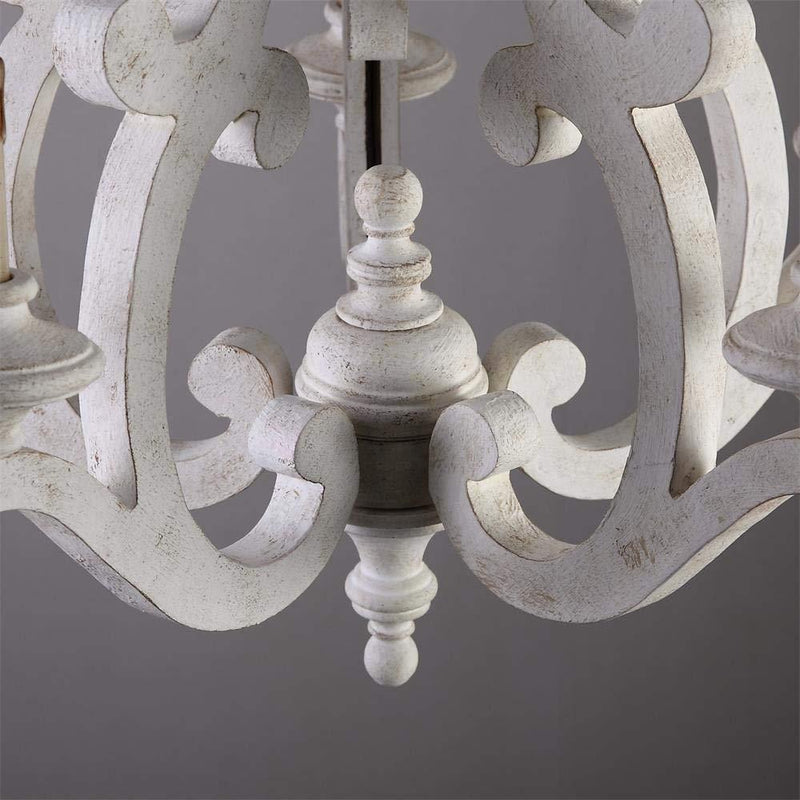 Traditional Farmhouse Wood Metal Branch Candle 5-Light Chandelier For Living Room & Dining Room