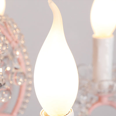 Traditional Farmhouse Crystal Iron Branch Bow Candle 6-Light Chandelier For Living Room & Dining Room
