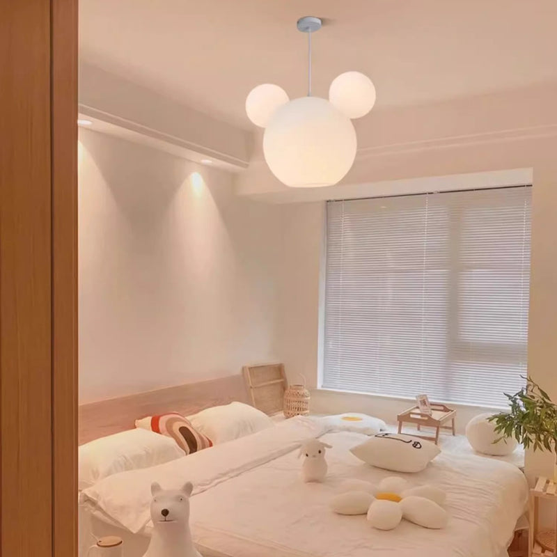 Modern Art Deco PE Iron Kids Doll Round 3-Light Chandelier For Bedroom & Living Room