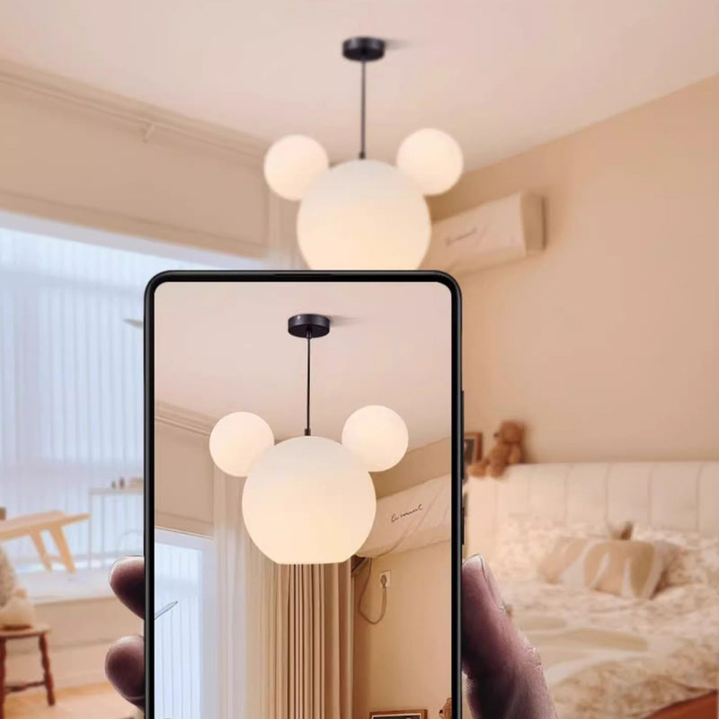 Modern Art Deco PE Iron Kids Doll Round 3-Light Chandelier For Bedroom & Living Room