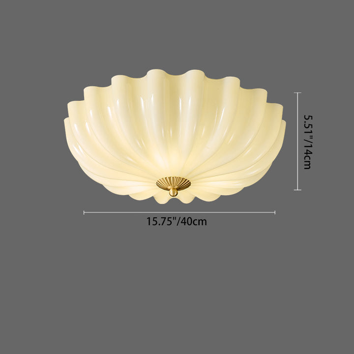 Plafonnier traditionnel français en verre et cuivre avec pétales ondulés 3/4 lumières pour chambre et salon 