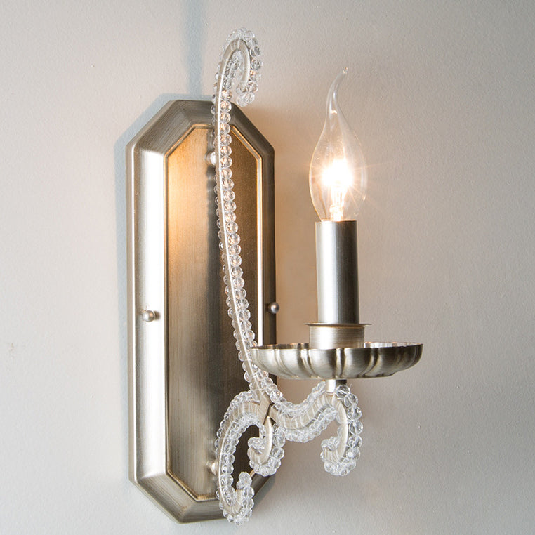Ferme traditionnelle Cristal Fer Fer Courbé Bougeoir 1/2-Lumière Applique Murale Pour Chambre &amp; Salon 