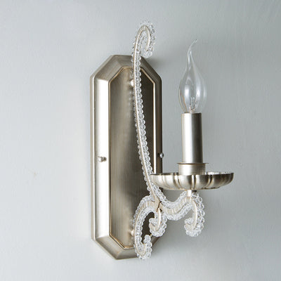 Traditional Farmhouse Crystal Iron Curved Candle 1/2-Light Wall Sconce Lamp For Bedroom & Living Room
