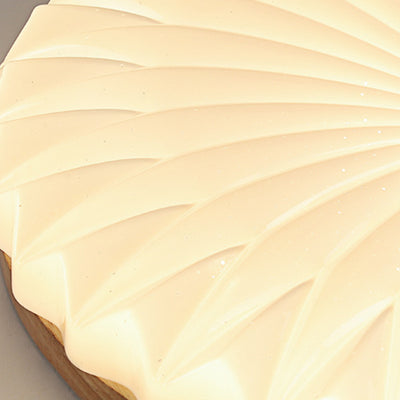 Contemporary Creative PVC Rubber Wood Iron Textured Round LED Flush Mount Ceiling Light For Bedroom & Living Room