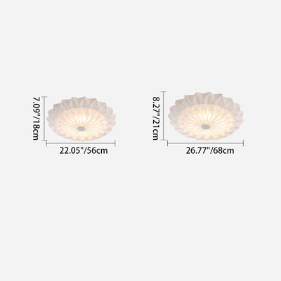 Modern Minimalist Acrylic Iron Pleated Round LED Flush Mount Ceiling Light For Bedroom & Living Room