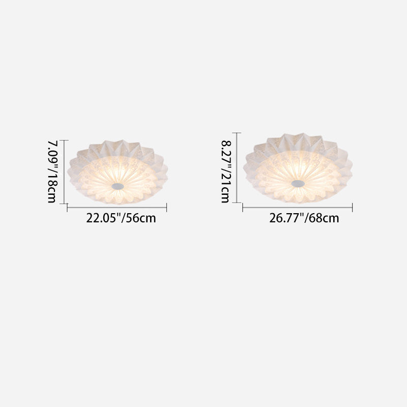 Modern Minimalist Acrylic Iron Pleated Round LED Flush Mount Ceiling Light For Bedroom & Living Room