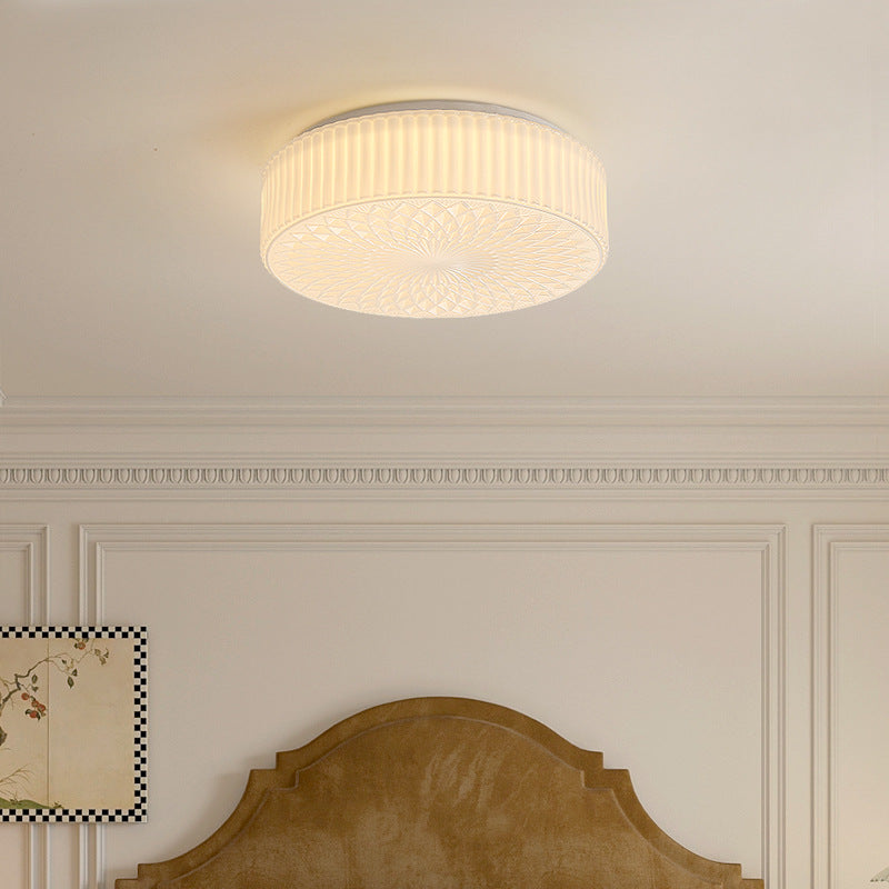 Plafonnier LED rond en verre fer traditionnel français à volants floral pour chambre et salon 