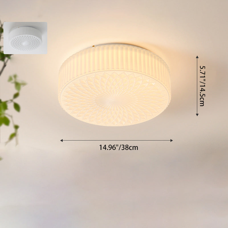 Plafonnier LED rond en verre fer traditionnel français à volants floral pour chambre et salon 