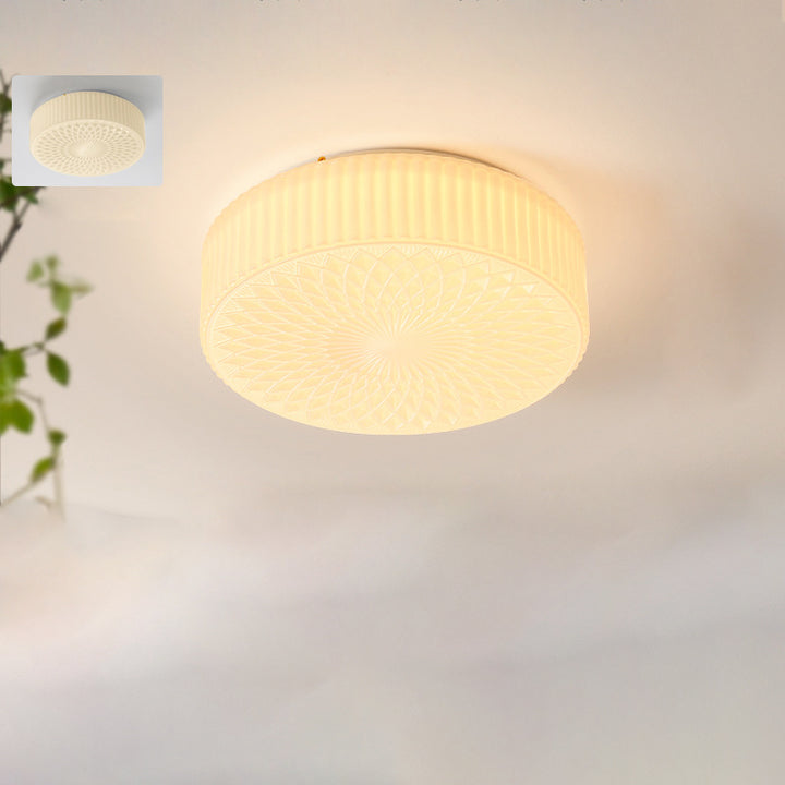 Plafonnier LED rond en verre fer traditionnel français à volants floral pour chambre et salon 
