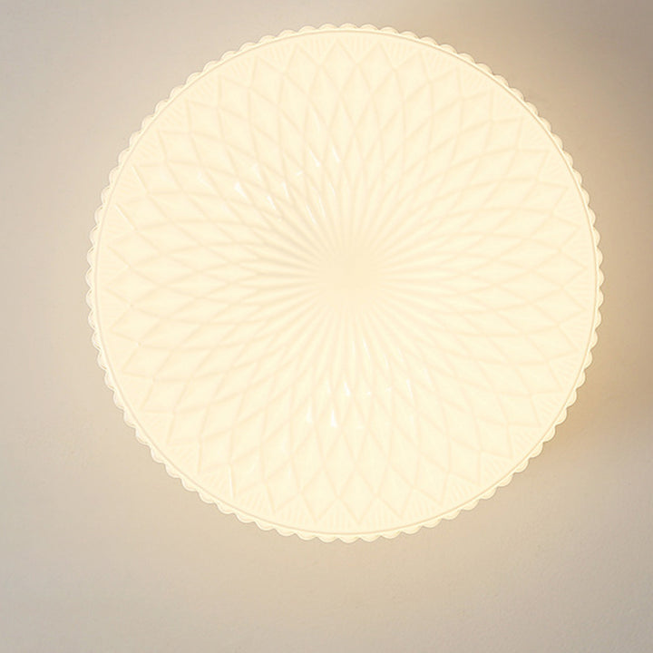 Plafonnier LED rond en verre fer traditionnel français à volants floral pour chambre et salon 