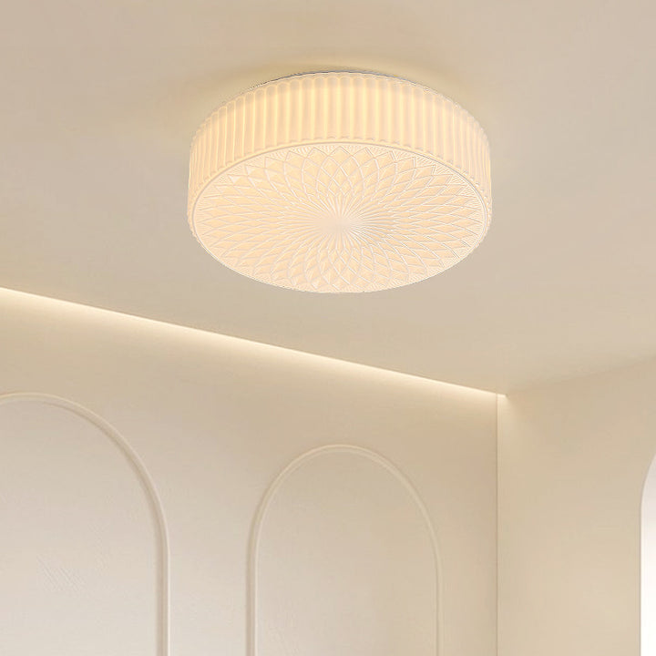 Plafonnier LED rond en verre fer traditionnel français à volants floral pour chambre et salon 