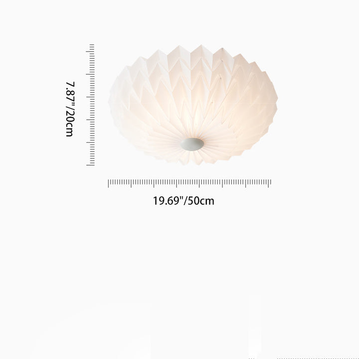Traditional French PVC Iron Pleated Half-Dome LED Flush Mount Ceiling Light For Bedroom &amp; Living Room
