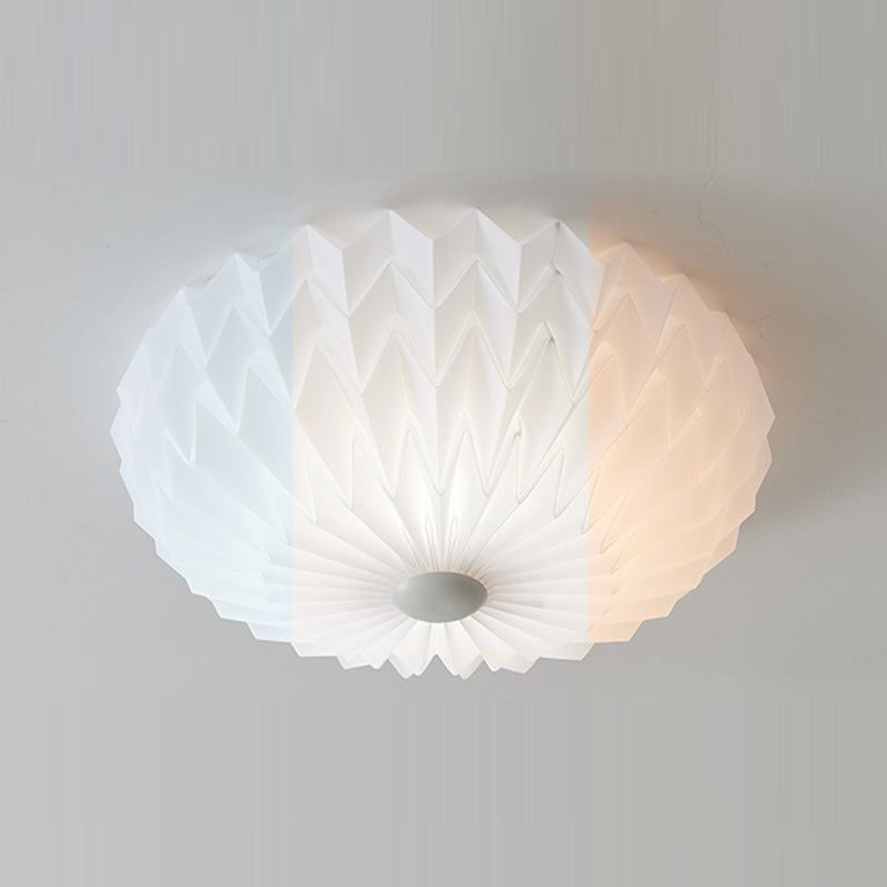 Traditional French PVC Iron Pleated Half-Dome LED Flush Mount Ceiling Light For Bedroom &amp; Living Room