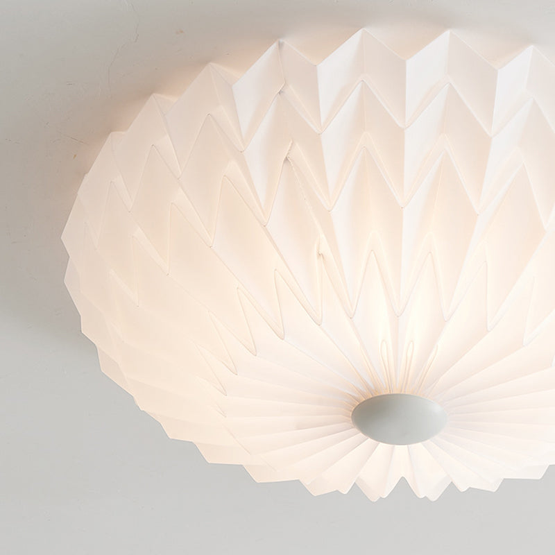 Traditional French PVC Iron Pleated Half-Dome LED Flush Mount Ceiling Light For Bedroom &amp; Living Room