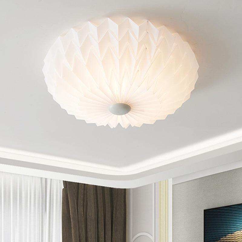 Traditional French PVC Iron Pleated Half-Dome LED Flush Mount Ceiling Light For Bedroom &amp; Living Room