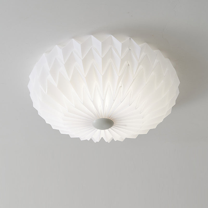 Traditional French PVC Iron Pleated Half-Dome LED Flush Mount Ceiling Light For Bedroom &amp; Living Room