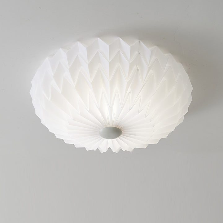Traditional French PVC Iron Pleated Half-Dome LED Flush Mount Ceiling Light For Bedroom &amp; Living Room
