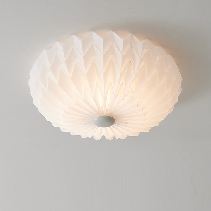 Traditional French PVC Iron Pleated Half-Dome LED Flush Mount Ceiling Light For Bedroom &amp; Living Room