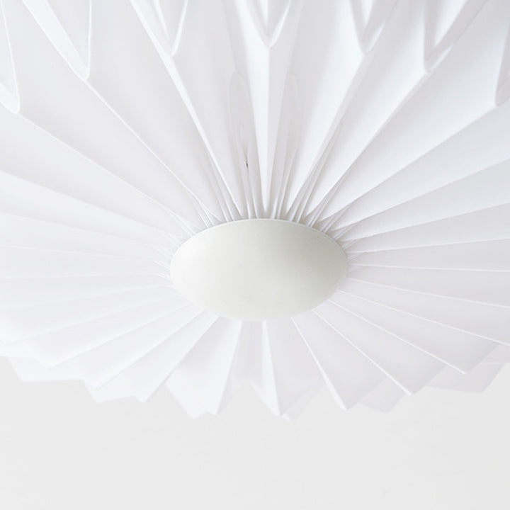 Traditional French PVC Iron Pleated Half-Dome LED Flush Mount Ceiling Light For Bedroom &amp; Living Room