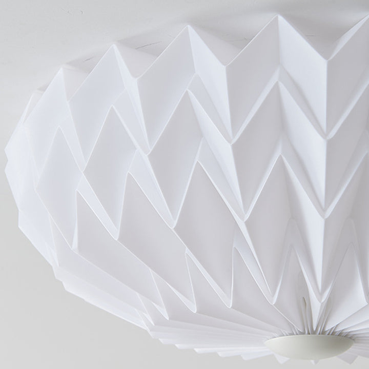 Traditional French PVC Iron Pleated Half-Dome LED Flush Mount Ceiling Light For Bedroom &amp; Living Room