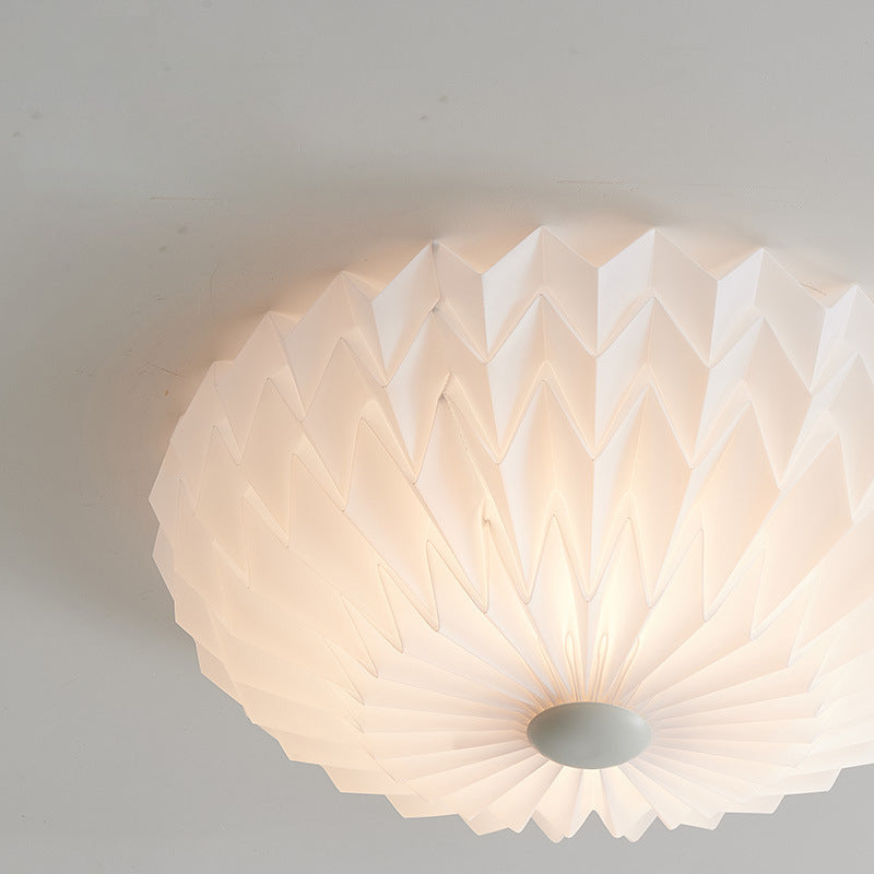 Traditional French PVC Iron Pleated Half-Dome LED Flush Mount Ceiling Light For Bedroom &amp; Living Room