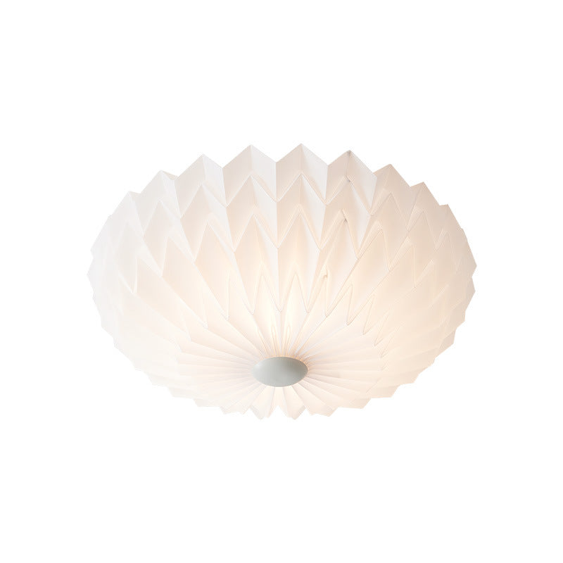 Traditional French PVC Iron Pleated Half-Dome LED Flush Mount Ceiling Light For Bedroom &amp; Living Room