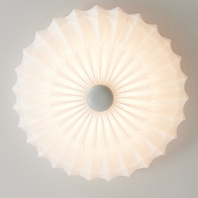 Traditional French PVC Iron Pleated Half-Dome LED Flush Mount Ceiling Light For Bedroom &amp; Living Room