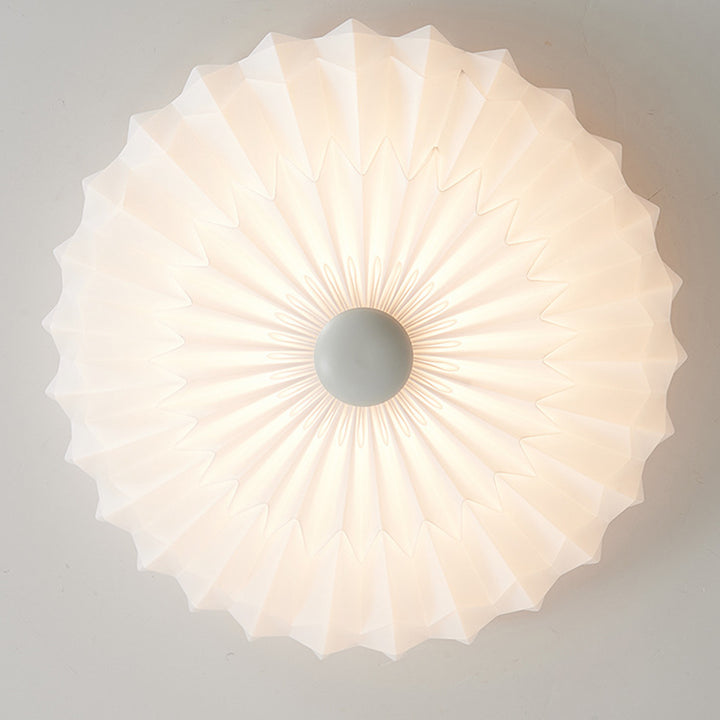 Traditional French PVC Iron Pleated Half-Dome LED Flush Mount Ceiling Light For Bedroom &amp; Living Room