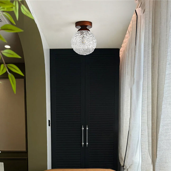 Traditionelle Vintage Glas Metall Globus Runde 1-Licht Semi-Flush Mount Deckenleuchte Für Schlafzimmer &amp; Wohnzimmer 