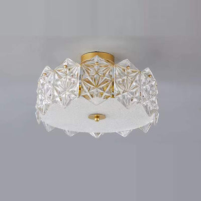 Modern Luxury Tempered Glass Aluminum Iron Geometric Round 5/6/8-Light Semi-Flush Mount Ceiling Light For Bedroom & Living Room