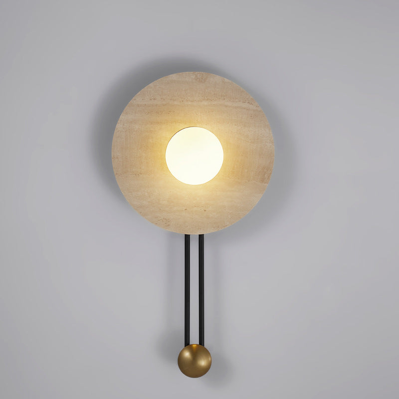 Traditional French Stone & Iron Spherical Round 1-Light Wall Sconce Lamp For Bedroom & Living Room