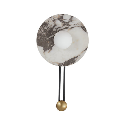 Traditional French Stone & Iron Spherical Round 1-Light Wall Sconce Lamp For Bedroom & Living Room
