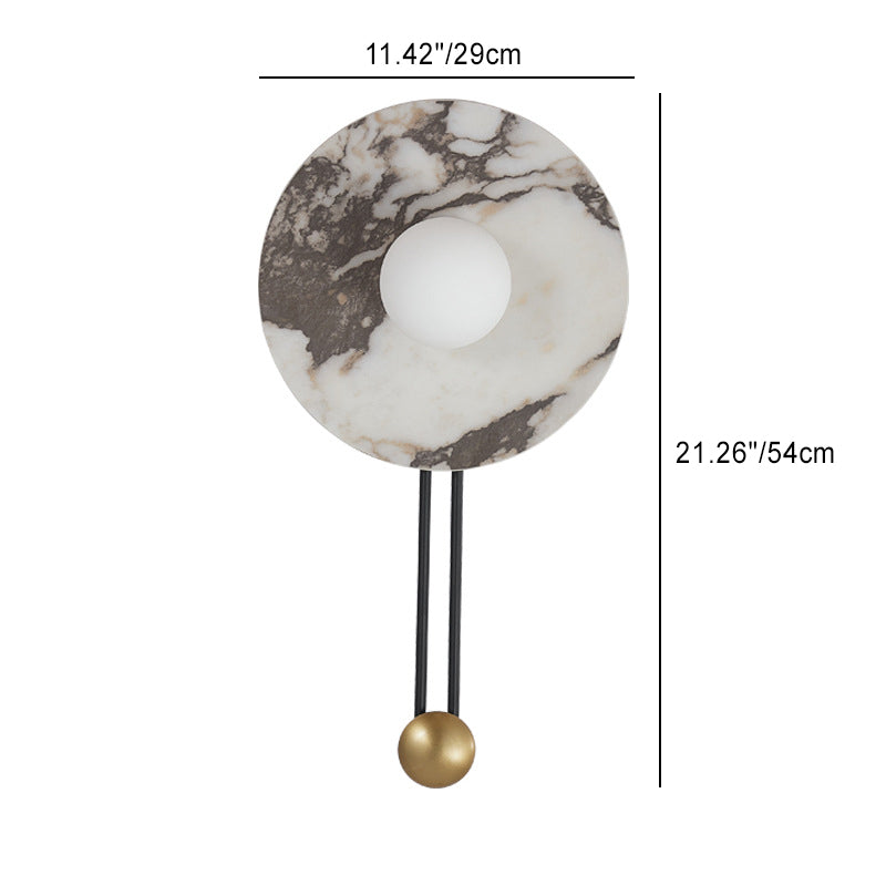 Traditional French Stone & Iron Spherical Round 1-Light Wall Sconce Lamp For Bedroom & Living Room