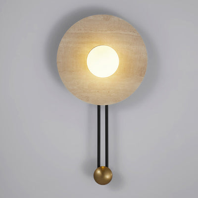 Traditional French Stone & Iron Spherical Round 1-Light Wall Sconce Lamp For Bedroom & Living Room