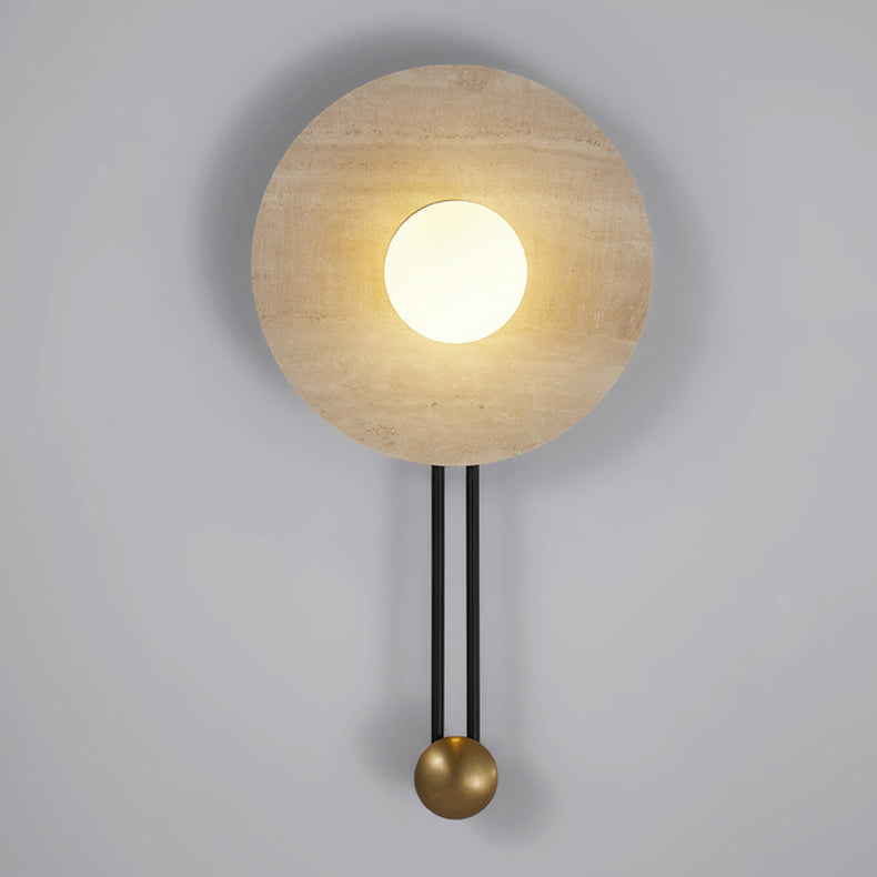 Traditional French Stone & Iron Spherical Round 1-Light Wall Sconce Lamp For Bedroom & Living Room