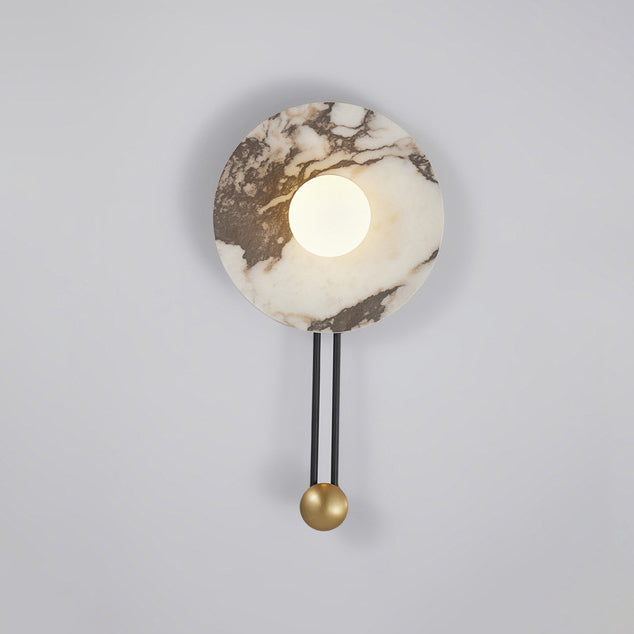 Traditional French Stone & Iron Spherical Round 1-Light Wall Sconce Lamp For Bedroom & Living Room