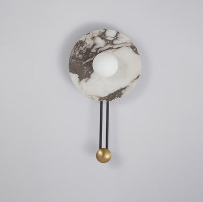 Traditional French Stone & Iron Spherical Round 1-Light Wall Sconce Lamp For Bedroom & Living Room