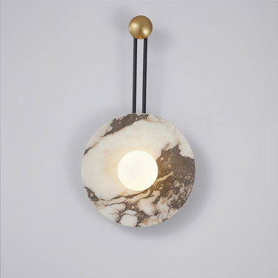 Traditional French Stone & Iron Spherical Round 1-Light Wall Sconce Lamp For Bedroom & Living Room